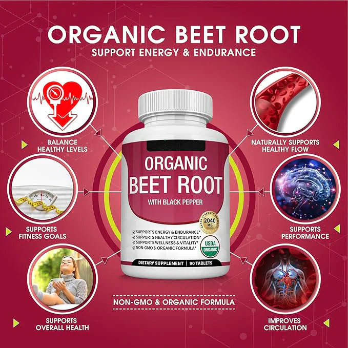 Organic Beet Root Powder Tablets - 2040mg